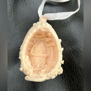 New - Hanging Glass Easter Egg - Satin Loop Hanger - Peach Color